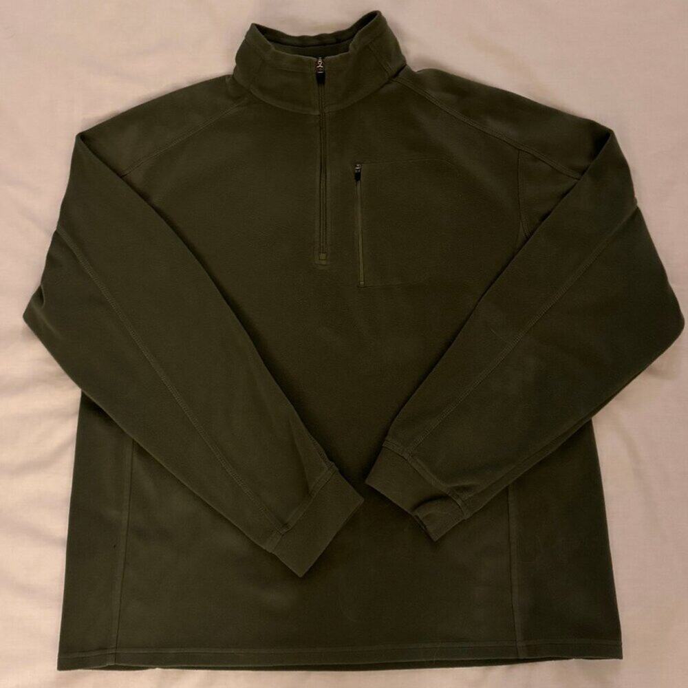 LL Bean Men's  Forest Green Fleece  Large Half Zip Pullover